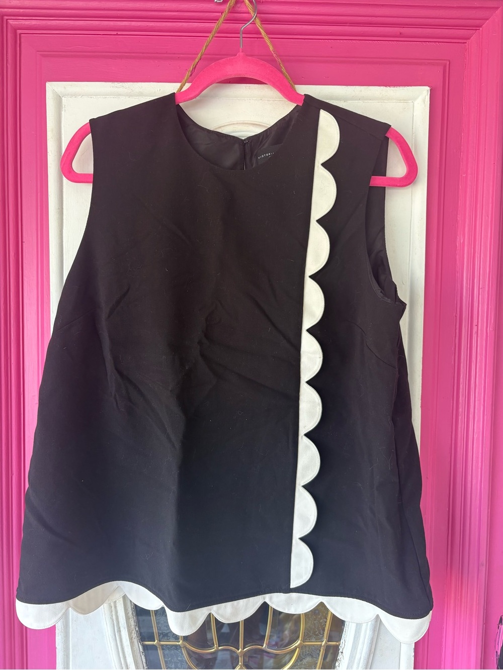 Victoria Beckham for Target Black Tank with Cream Scallop Trim